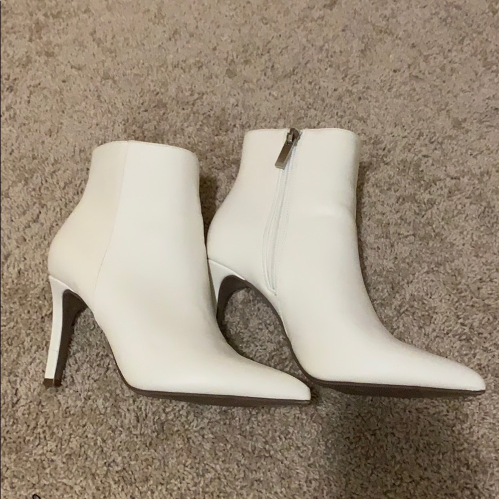 White Faux Leather Booties